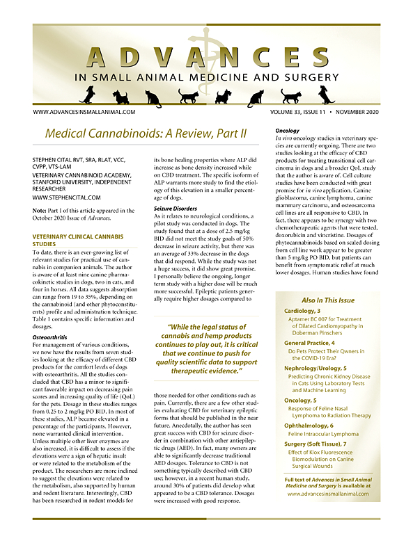 Go to journal home page - Advances in Small Animal Medicine and Surgery